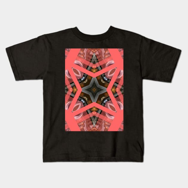 Living Coral Pantone Colour of the Year 2019 pattern decoration with neoclassical architecture Kids T-Shirt by Reinvention